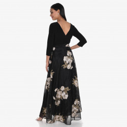 Robe soirée "Fleurs ivoire/or"