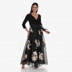 Robe soirée "Fleurs ivoire/or"