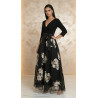 Robe soirée "Fleurs ivoire/or"
