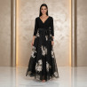 Robe soirée "Fleurs ivoire/or"